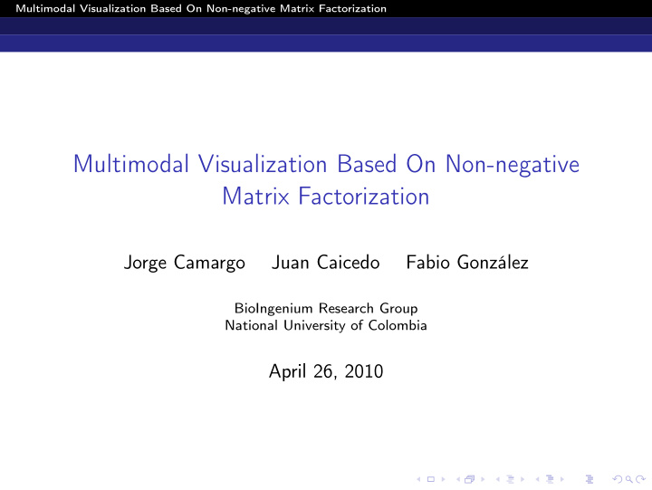 multimodal visualization based on non negative matrix