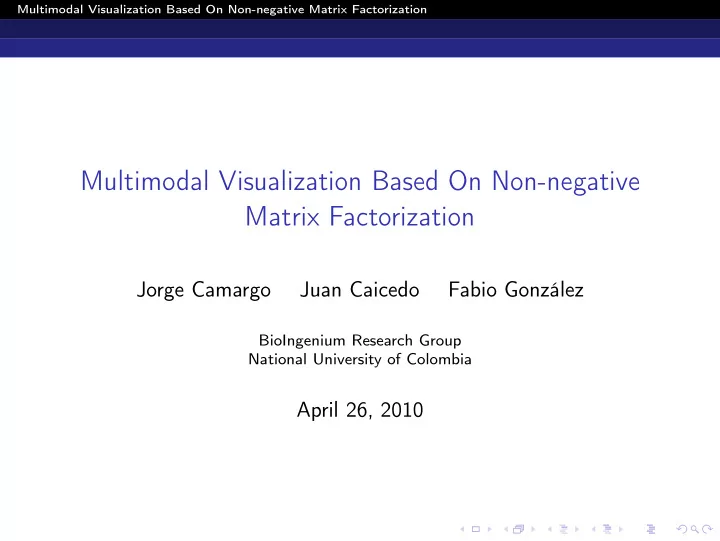 multimodal visualization based on non negative matrix