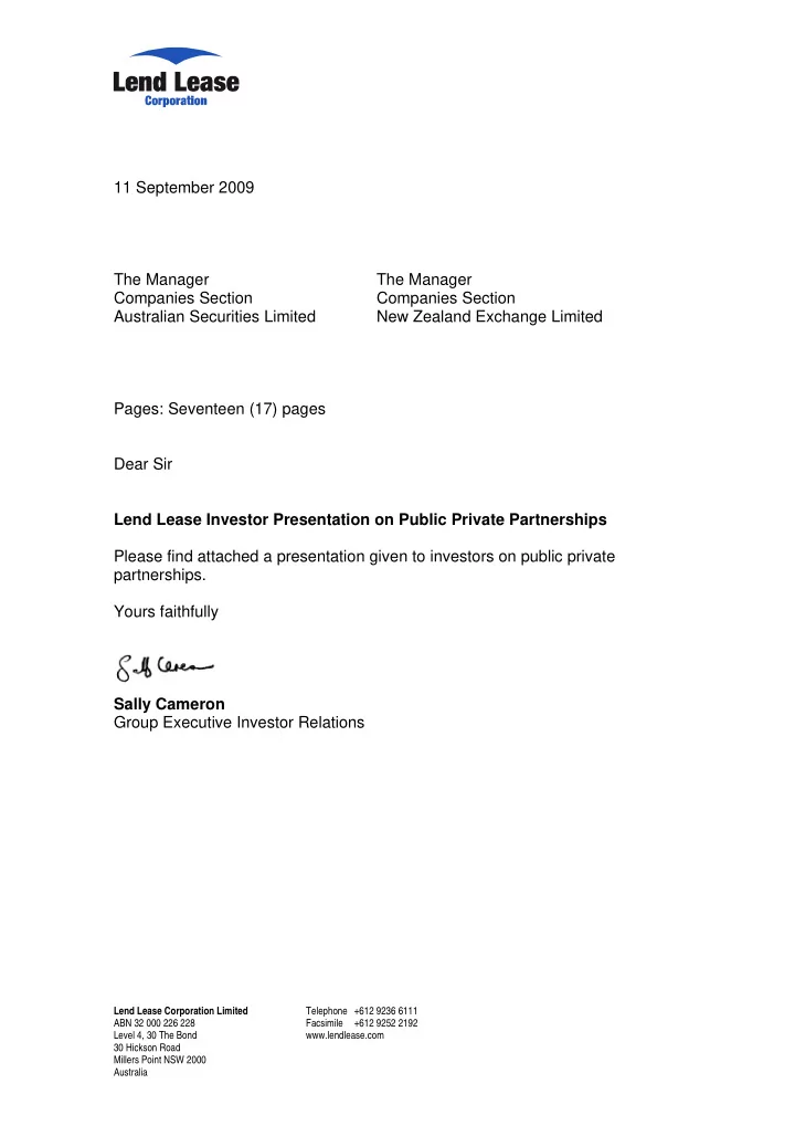 11 september 2009 the manager the manager companies