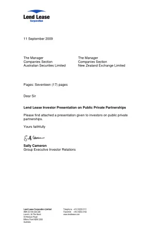 11 September 2009  The Manager  The Manager  Companies Section  Companies Section  Australian