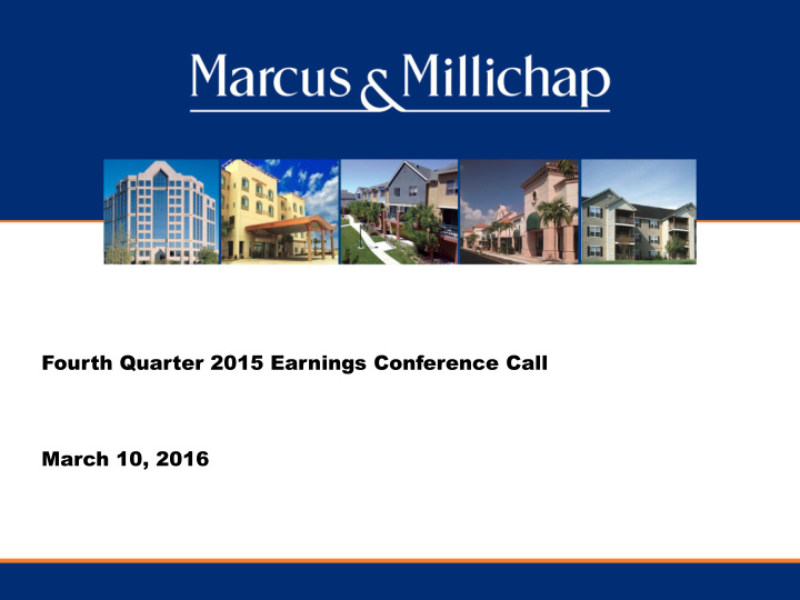 fourth quarter 2015 earnings conference call