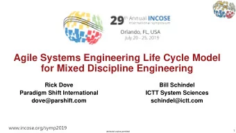 Agile Systems Engineering Life Cycle Model  for Mixed Discipline Engineering  Rick Dove  Bill