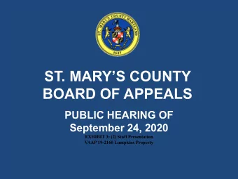 ST. MARYS COUNTY  BOARD OF APPEALS  PUBLIC HEARING OF  September 24, 2020  EXHIBIT 3: (2) Staff