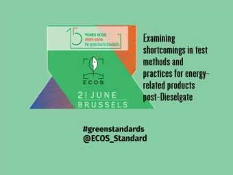 Pieter De Pous  ECOS President  European Environmental Bureau  Panel 1  Inadequate methods, modes