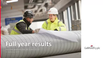 Full year results  For the year ended 30 June 2019  11 September 2019  Agenda  Graham  Prothero