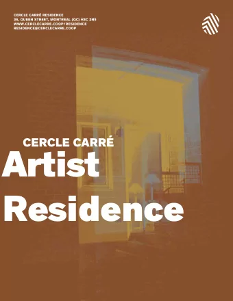 Artist  Residence  thE ARtist REsidEnCE  Open to our neighbourhood and the city that surrounds  At