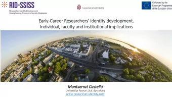 Indiv  ivid  idual,  l, facult  lty and in  instit  itutio  ional  l im  impli  licatio  ions