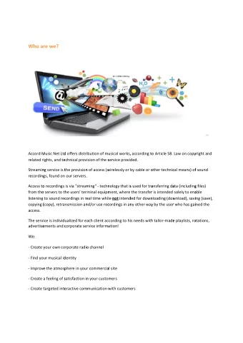 Who a  re we?  Accord M  Music Net Ltd  d offers distr  ibution of m  usical works,  , according to