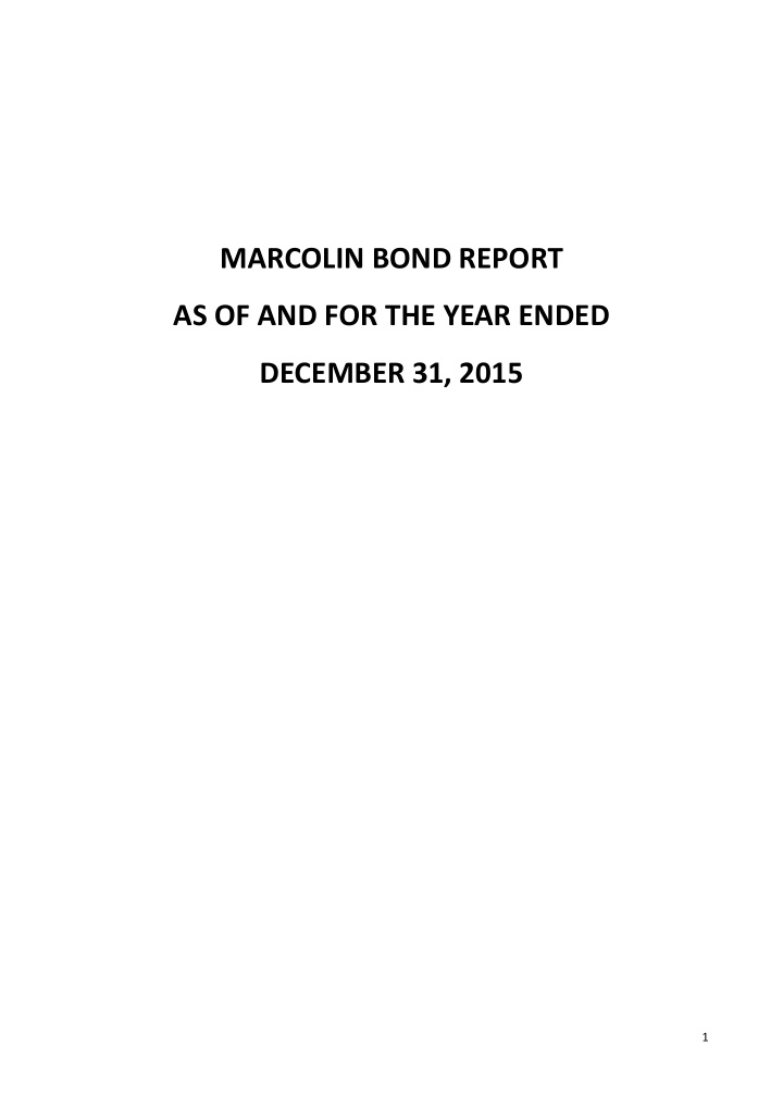 marcolin bond report as of and for the year ended