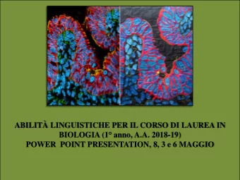 CELL STRUCTURE  ABILIT LINGUISTICHE PER IL CORSO DI LAUREA IN BIOLOGIA (1  anno, A.A. 2018-19)