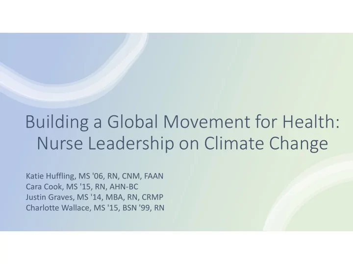 nurse leadership on climate change