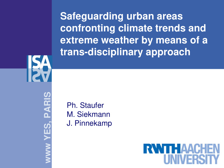 safeguarding urban areas confronting climate trends and