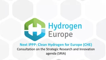Next IPPP: Clean Hydrogen for Europe (CHE)  Consultation on the Strategic Research and Innovation