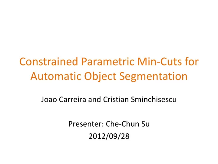 automatic object segmentation