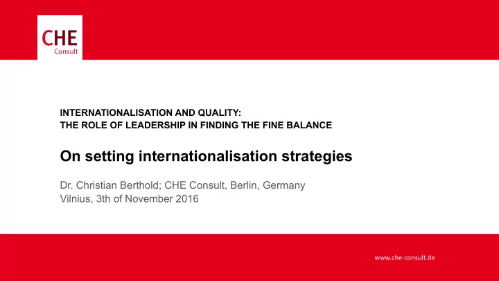 on setting internationalisation strategies