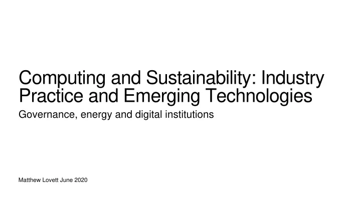 practice and emerging technologies