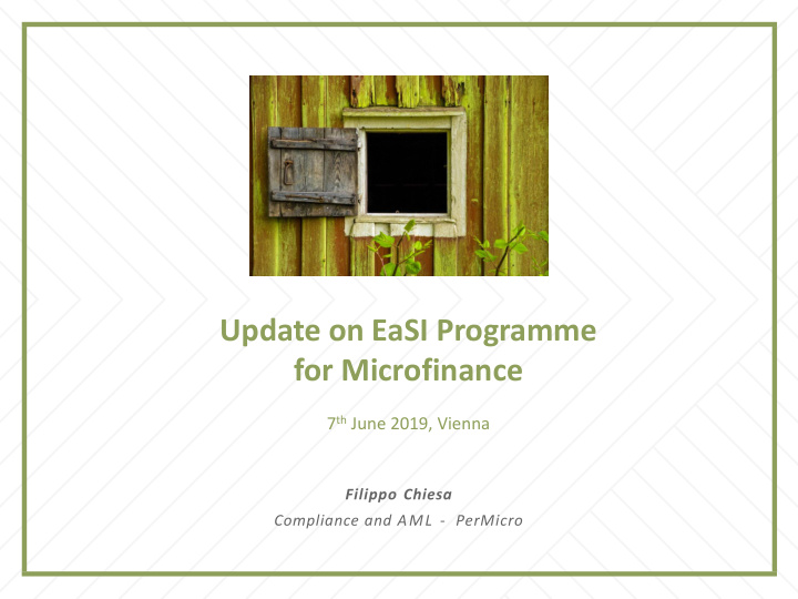 update on easi programme for microfinance