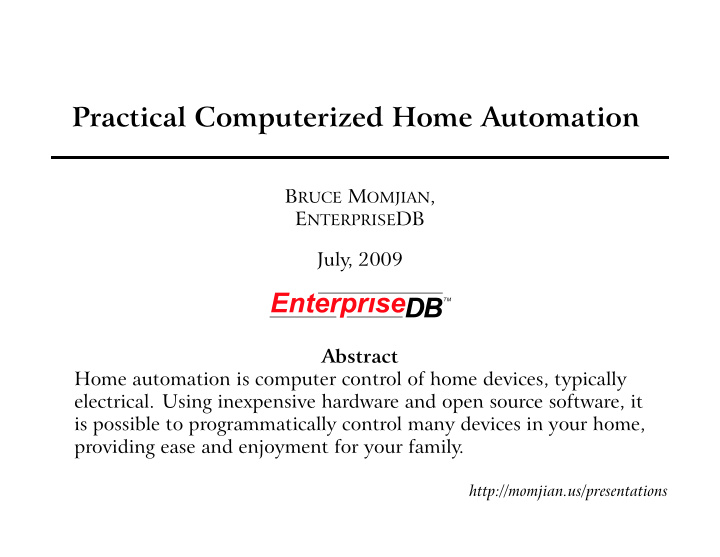 practical computerized home automation