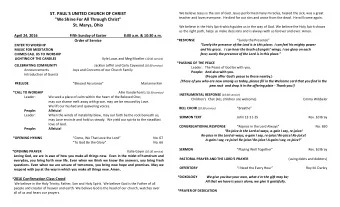 ST. PAUL'S UNITED CHURCH OF CHRIST  teacher and loves everyone.  He died for our sins and arose