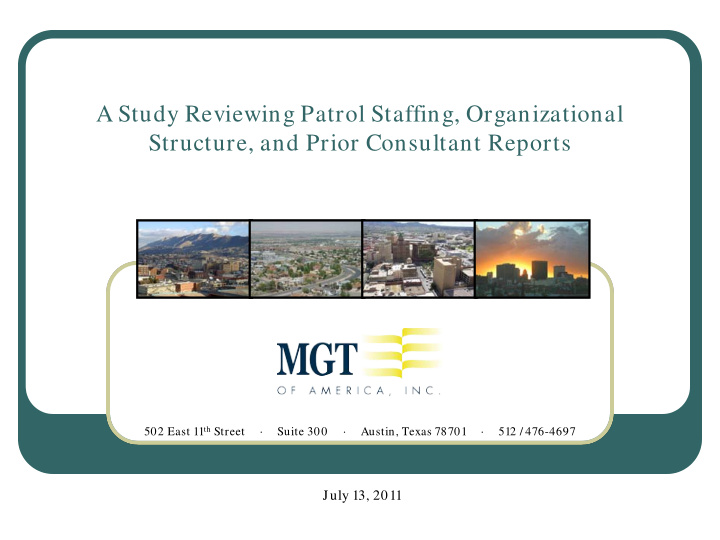 a study reviewing patrol staffing organizational