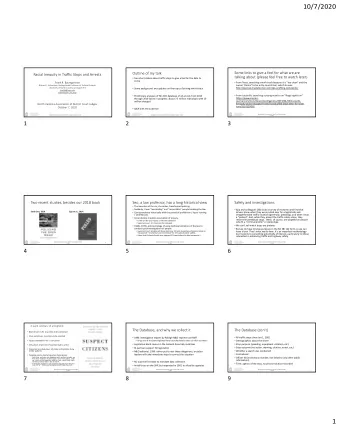 10/7/2020  Some links to give a feel for what we are  Outline of my talk  Racial Inequity in