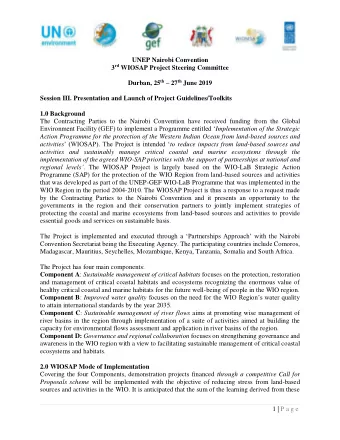 UNEP Nairobi Convention 3 rd WIOSAP Project Steering Committee Durban, 25 th  27 th June 2019