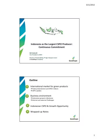 Outline International market for green products  1  Trade protectionism and APECs failure