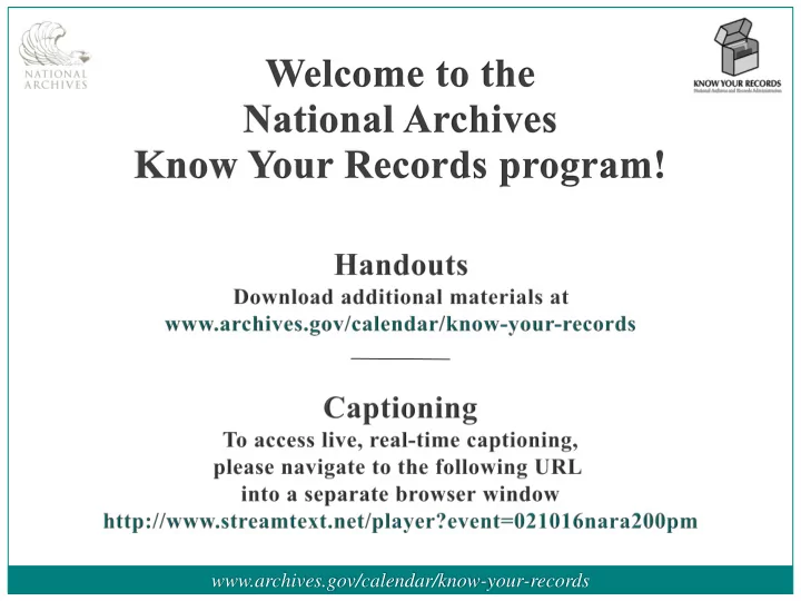 archives gov calendar know your records