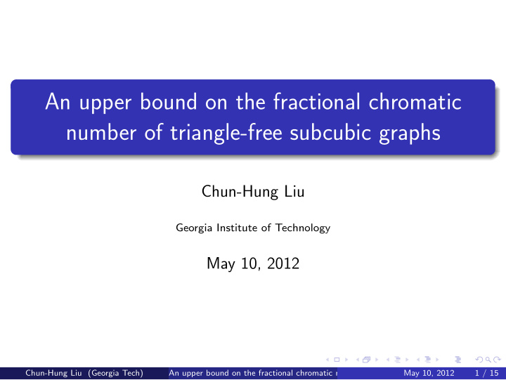 an upper bound on the fractional chromatic number of