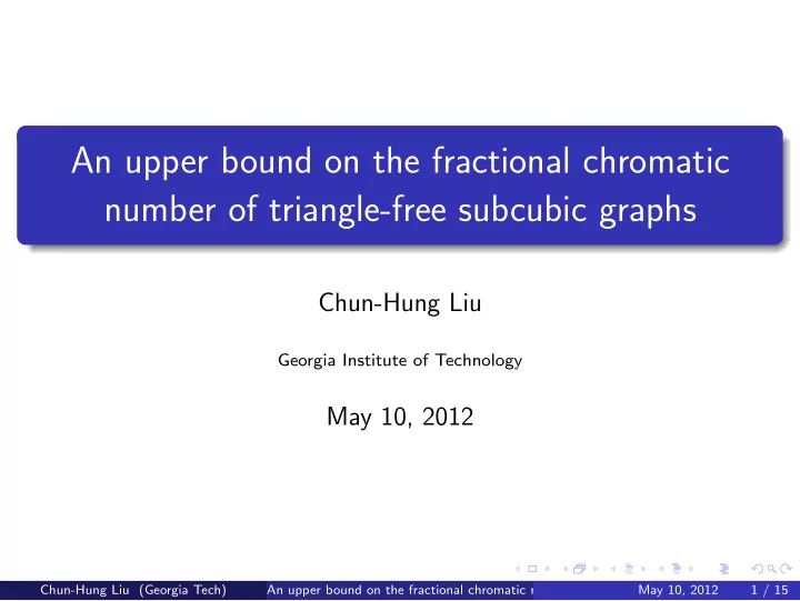 an upper bound on the fractional chromatic number of