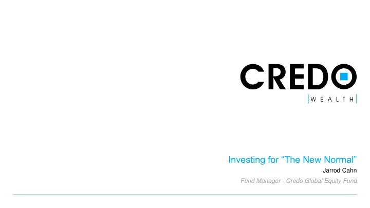 investing for the new normal