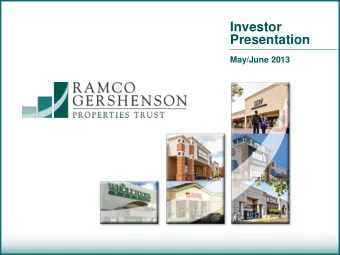 Investor  Presentation  May/June 2013  Table of Contents  Table of Contents  Page  I.  Corporate