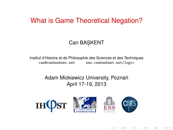 what is game theoretical negation