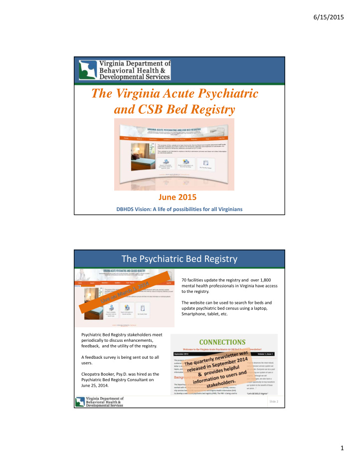 the virginia acute psychiatric and csb bed registry