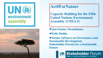 Act#ForNature  Capacity Building for the Fifth  United Nations Environment  Assembly (UNEA 5)
