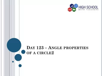 OF A CIRCLE 2 I NTRODUCTION  Our journey with the geometry of angles in a circle  continues. I have