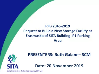 Date: 20 November 2019  Agenda 1. Purpose of RFQ 2. Evaluation criteria 3. Evaluation Stages 4.