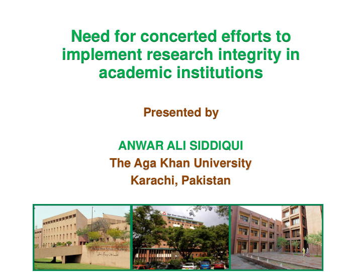 need for concerted efforts to implement research