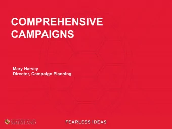 COMPREHENSIVE  CAMPAIGNS  Mary Harvey  Director, Campaign Planning  What IS the Fearless Ideas
