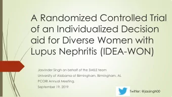 A Randomized Controlled Trial  of an Individualized Decision  aid for Diverse Women with  Lupus