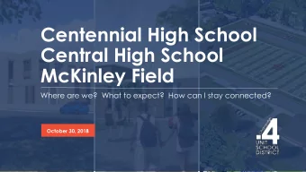 Centennial High School  Central High School  McKinley Field  Where are we?  What to expect?  How