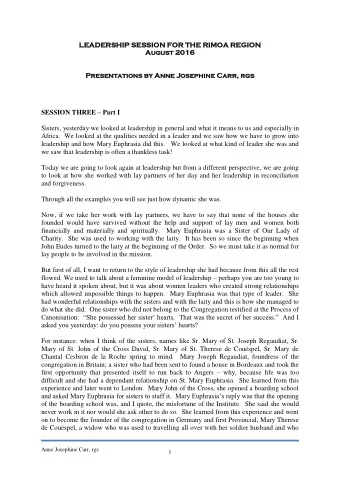 LEADERSH  LEADERSHIP  IP SESSIO  SESSION FO  N FOR T  R THE RI  HE RIMOA REG  REGIO  ION  Augus