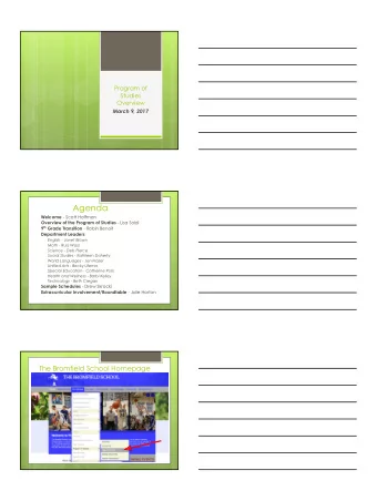 Agenda Welcome - Scott Hoffman Overview of the Program of Studies - Lisa Soldi 9 th Grade