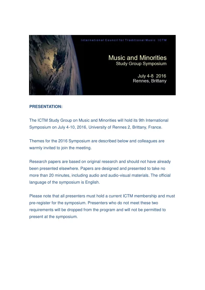 presentation the ictm study group on music and minorities