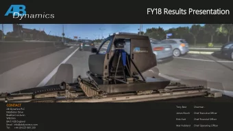 Click to edit Master title style  FY18 Results Pre  resentation  CONTACT  Tony Best  Chairman  AB