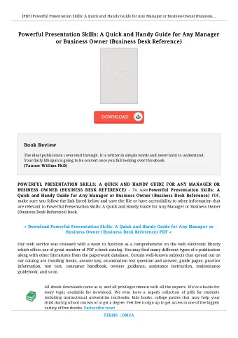 Powerful Presentation Skills: A Quick and Handy Guide for Any Manager  Powerful Presentation