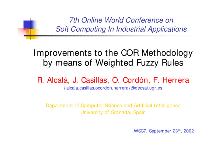 improvements to the cor methodology by means of weighted