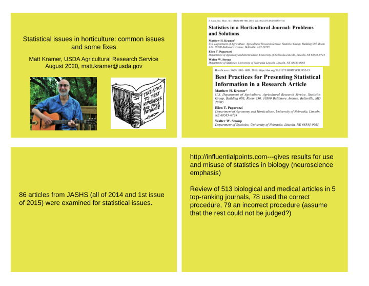 statistical issues in horticulture common issues and some