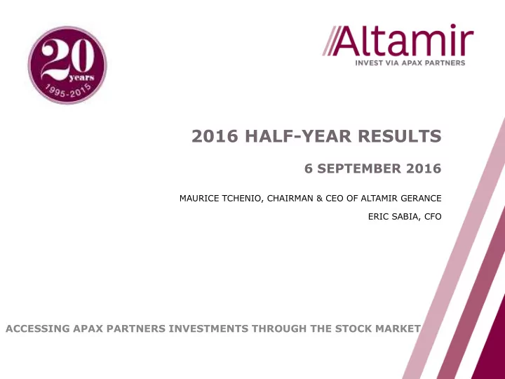 2016 half year results