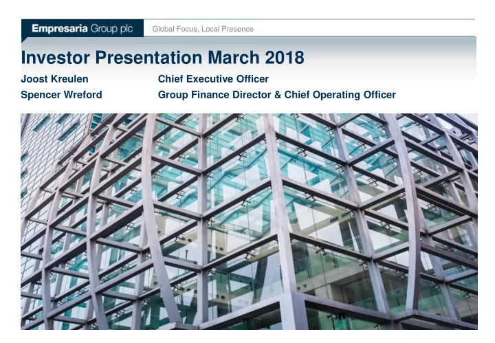 investor presentation march 2018